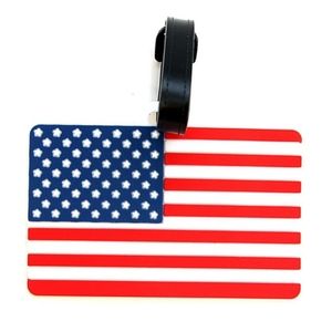 Americana Flag Luggage Tag, 3"x5" with black belt style attachment to luggage